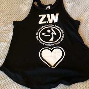Zumba Fitness Black Tank Top with White Graphics